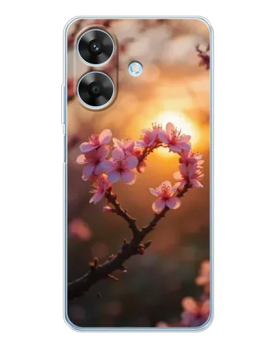 Чехол для Realme Note 60x с картинкой «Розовый цвет сердце на фоне заката» Чехол для Realme Note 60x с картинкой «Розовый цвет сердце на фоне заката»