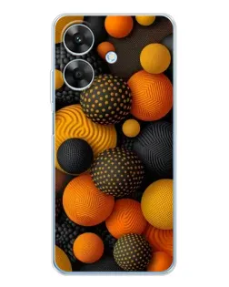 Чехол для Realme Note 60x с картинкой «Объемные оранжевые сферы»
