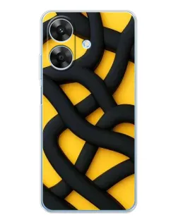 Чехол для Realme Note 60x с картинкой «Черное желтое переплетение»
