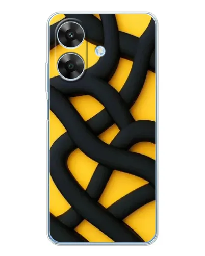 Чехол для Realme Note 60x с картинкой «Черное желтое переплетение»