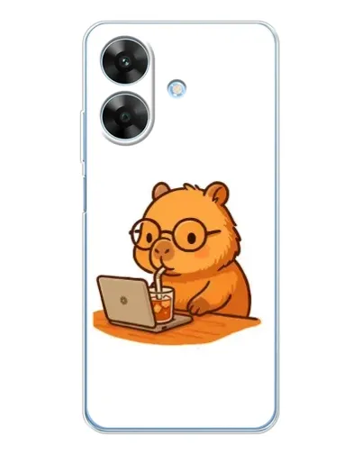 Чехол для Realme Note 60x с картинкой «Капибара с ноутбуком» Чехол для Realme Note 60x с картинкой «Капибара с ноутбуком»