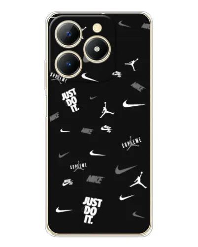 Чехол для Realme Note 70 с картинкой «Nike Black Pattern»