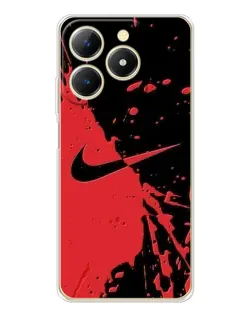 Чехол для Realme Note 70 с картинкой «Красные брызги Nike»