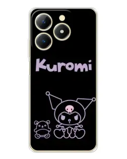 Чехол для Realme Note 70 с картинкой «Kuromi — черный минимализм»