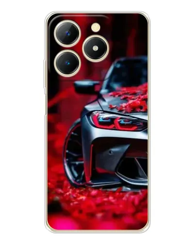 Чехол для Realme Note 70 с картинкой «Спортивная BMW и цветы»
