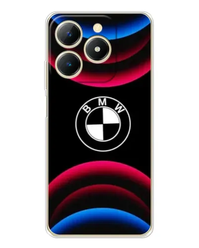 Чехол для Realme Note 70 с картинкой «Логотип BMW и неоновые дуги»