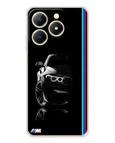 Чехол для Realme Note 70 с картинкой «Силуэт BMW в темноте»