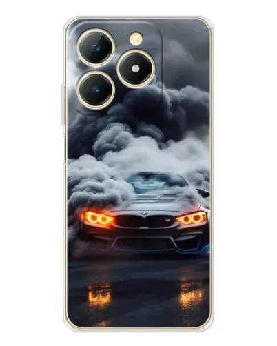 Чехол для Realme Note 70 с картинкой «BMW в дыму»