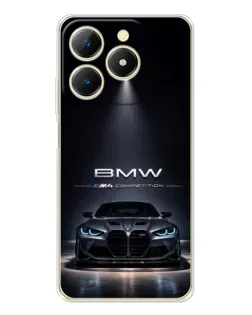 Чехол для Realme Note 70 с картинкой «BMW сквозь ночной город»