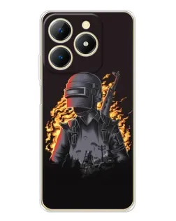Чехол для Realme Note 70 с картинкой «PUBG — огненный силуэт»