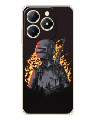 Чехол для Realme Note 70 с картинкой «PUBG — огненный силуэт»