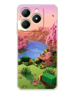 Чехол для Realme Note 70 с картинкой «Розовое дерево Minecraft»