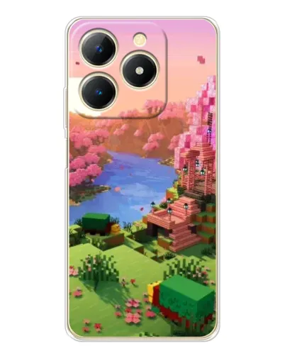 Чехол для Realme Note 70 с картинкой «Розовое дерево Minecraft»