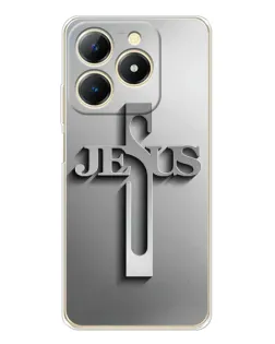 Чехол для Realme Note 70 с картинкой «Металлический крест Jesus»