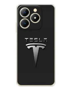 Чехол для Realme Note 70 с картинкой «Стальной логотип Tesla»