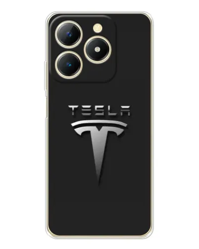 Чехол для Realme Note 70 с картинкой «Стальной логотип Tesla»