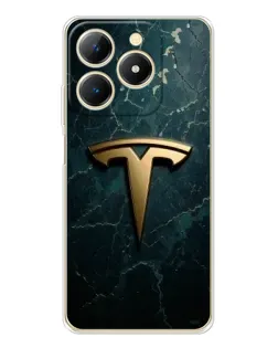 Чехол для Realme Note 70 с картинкой «Мраморная Tesla Gold»