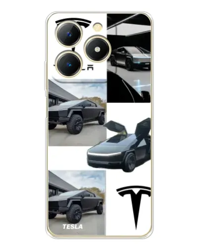 Чехол для Realme Note 70 с картинкой «Коллаж Cybertruck Tesla»