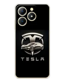 Чехол для Realme Note 70 с картинкой «Tesla — серебристое авто»