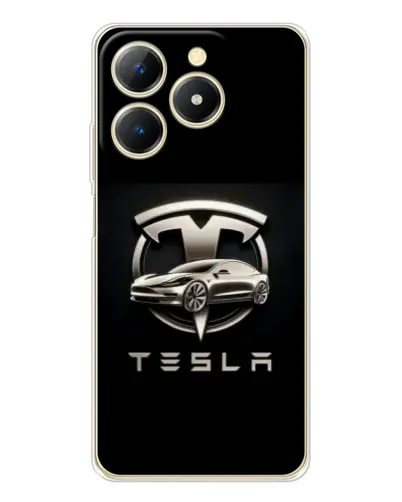 Чехол для Realme Note 70 с картинкой «Tesla — серебристое авто»