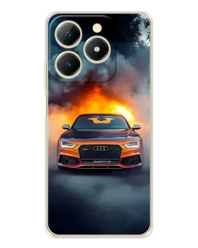 Чехол для Realme Note 70 с картинкой «Audi в огненном дыму»
