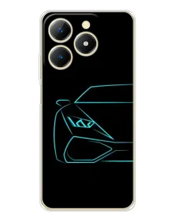 Чохол для Realme Note 70 з картинкою «Блакитний силует Lamborghini»