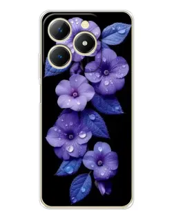 Чехол для Realme Note 70 с картинкой «Фиолетовые цветы с росою»