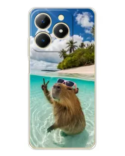 Чехол для Realme Note 70 с картинкой «Капибара на море»