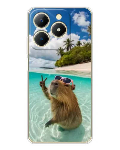 Чехол для Realme Note 70 с картинкой «Капибара на море»