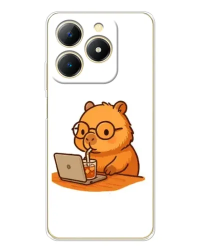 Чехол для Realme Note 70 с картинкой «Капибара с ноутбуком»