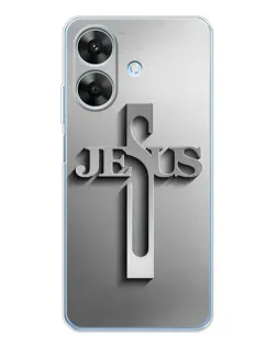 Чехол для Realme Note 70T с картинкой «Металлический крест Jesus»