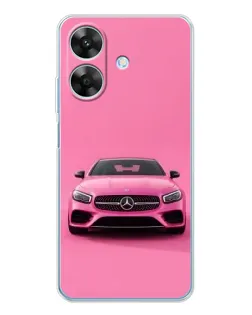 Чехол для Realme Note 70T с картинкой «Розовый Mercedes AMG»