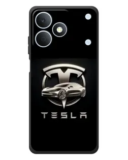 Чехол для Realme Note 80 с картинкой «Tesla — серебристое авто»
