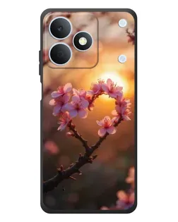 Чохол для Realme Note 80 з картинкою «Рожевий цвіт  сердечко на тлі заходу»