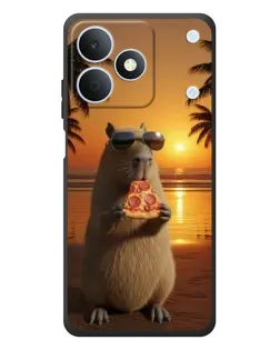 Чехол для Realme Note 80 с картинкой «Капибара с пиццей»