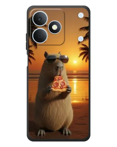 Чехол для Realme Note 80 с картинкой «Капибара с пиццей»
