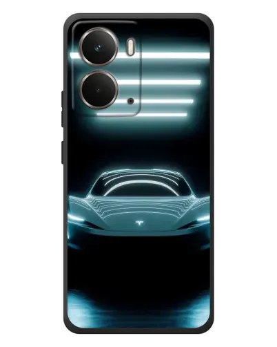 Чехол для RealMe P3 с картинкой «Tesla в неоне»