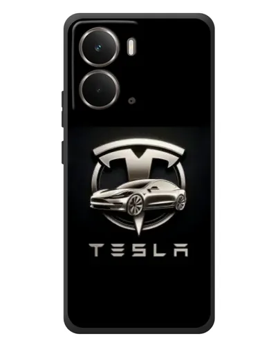 Чехол для RealMe P3 с картинкой «Tesla — серебристое авто»