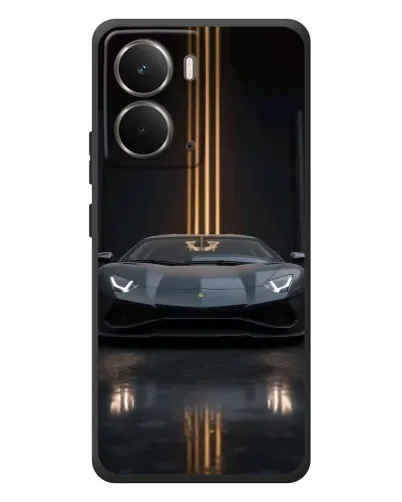 Чехол для RealMe P3 с картинкой «Lamborghini золотые линии»