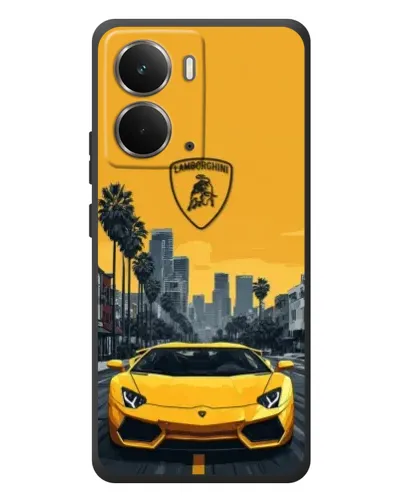 Чехол для RealMe P3 с картинкой «Желтый Lamborghini город»