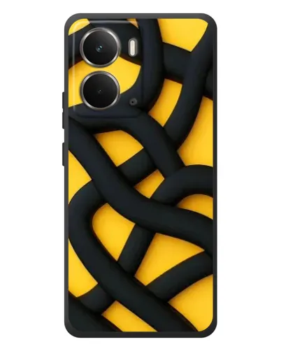 Чехол для RealMe P3 с картинкой «Черное желтое переплетение»