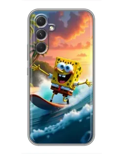 Чехол для Realme P4 Lite с картинкой «Губка Боб серфингист»