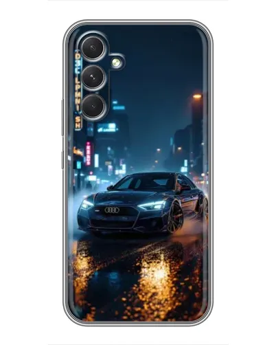 Чехол для Realme P4 Lite с картинкой «Ночной город и Audi»