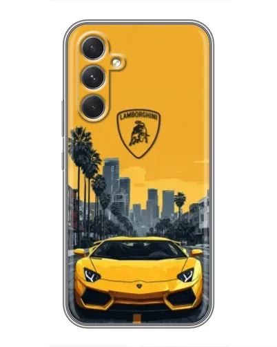 Чохол для Realme P4 Lite з картинкою «Жовтий Lamborghini місто»