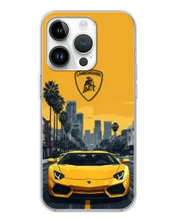 Чохол для Realme P4 з картинкою «Жовтий Lamborghini місто»