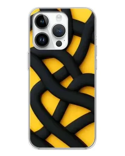 Чехол для Realme P4 с картинкой «Черное желтое переплетение»