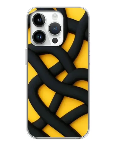 Чехол для Realme P4 с картинкой «Черное желтое переплетение»