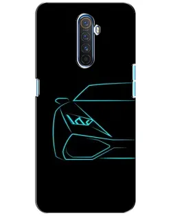 Чехол для Realme X2 Pro с картинкой «Голубой силуэт Lamborghini»