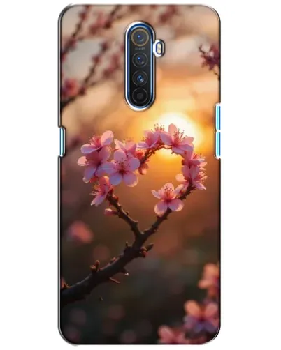 Чехол для Realme X2 Pro с картинкой «Розовый цвет сердце на фоне заката»