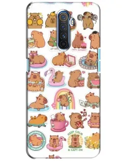 Чехол для Realme X2 Pro с картинкой «Капибары набор»